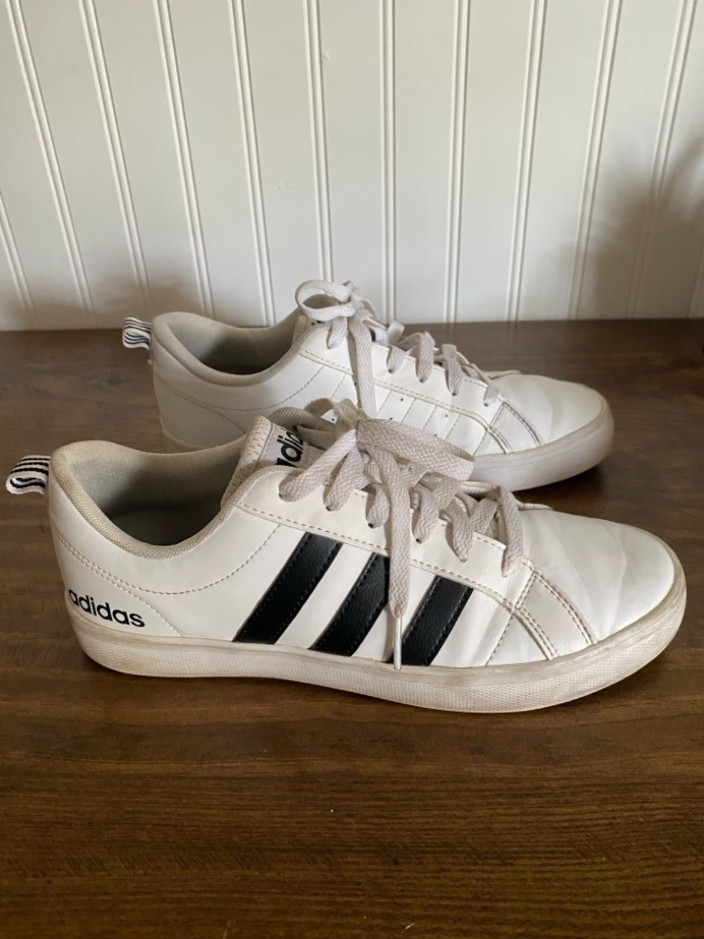 Adidas NEO - white sneakers with black stripes - low tops - women's size 7.5
